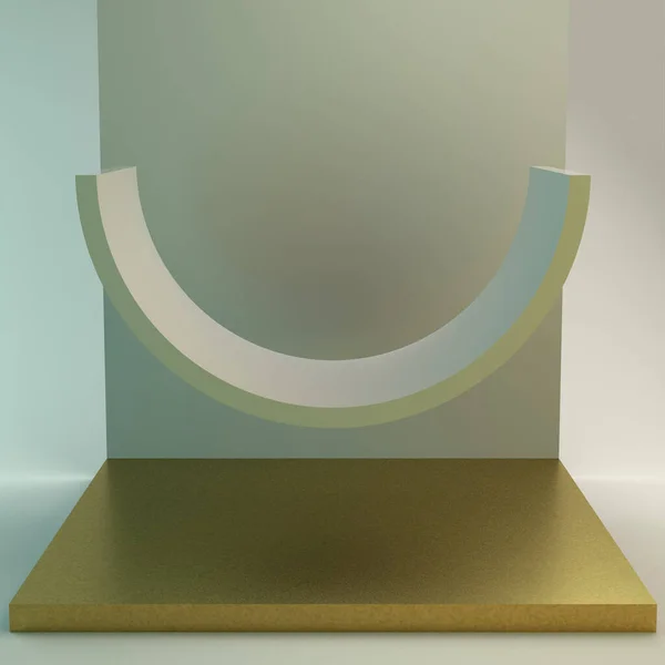 Scéna Geometrickými Jednoduchými Tvary Zlaté Pódium Měkké Světlo Ilustrace — Stock fotografie