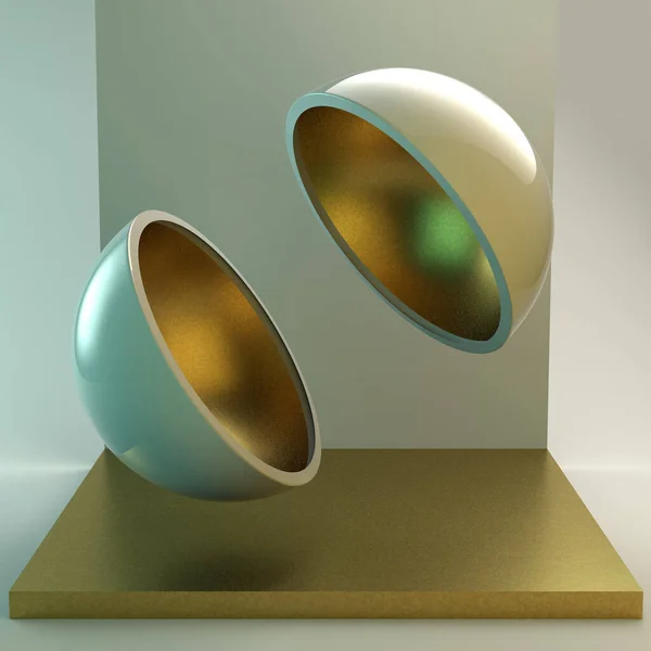 Szene Mit Geometrischen Einfachen Formen Goldenes Podium Weiches Licht Illustration — Stockfoto