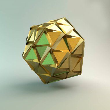 Soyut Basit Geometrik Şekil. Altın doku. Bir 3B illüstrasyon.