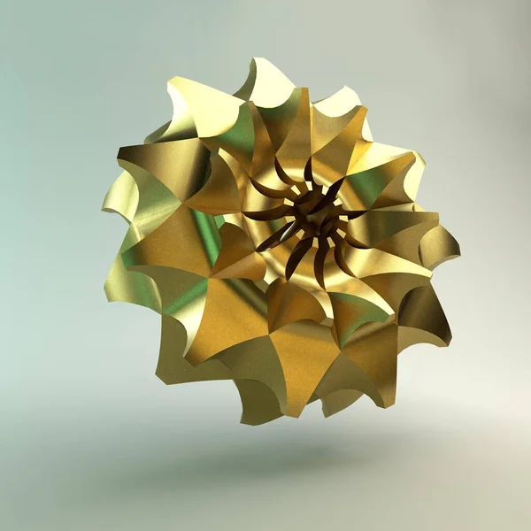 Abstract Simple Geometric Shape. Golden Texture. A 3D illustration.