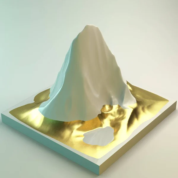 Golden Alpine Mountains Snow Cap Illustration — Stock Photo, Image