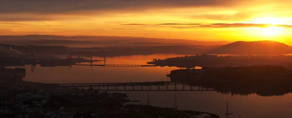 Zonsondergang op de ferrol baai — Stockfoto