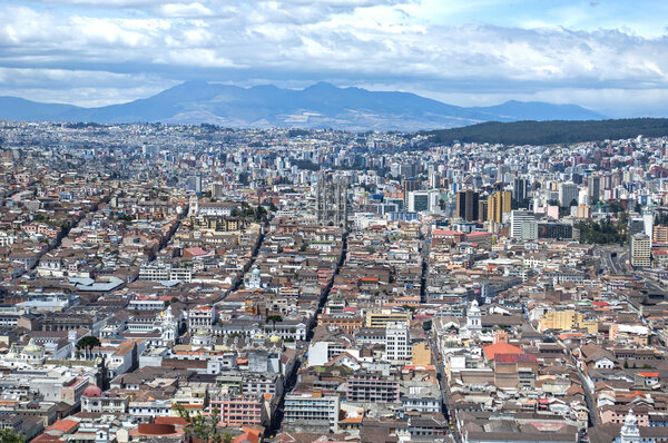 High view of the city of Quito, Ecuador, Southamerica