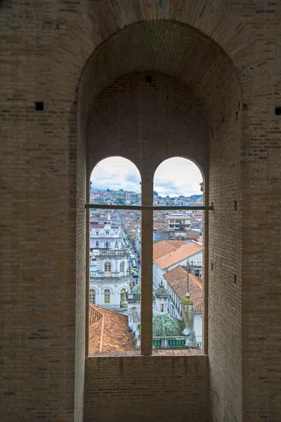 Cathedral window towards the city — Stock Photo, Image