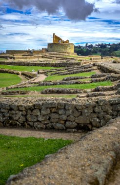 Antik Ingapirca harabeleri Azuay bölgesinde, Ekvador 'da. Ekvador 'daki en büyük İnka harabeleri. 