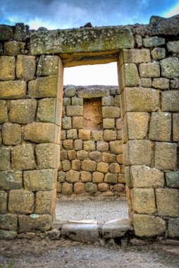 Antik Ingapirca harabeleri Azuay bölgesinde, Ekvador 'da. Ekvador 'daki en büyük İnka harabeleri. 