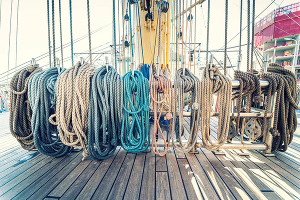 Ropes Side Side Ships Stock Photo