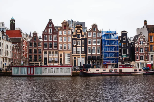 Maart 2020 Amsterdamse Grachten Met Amstel Rivier — Stockfoto