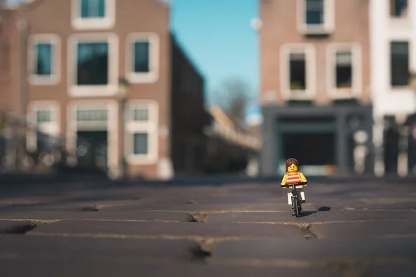 April 2020 Lego Mädchen Auf Ihrem Fahrrad Utrecht Den Niederlanden — Stockfoto