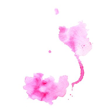 Abstract pink unusual watercolor blots and splashes silhouette clipart