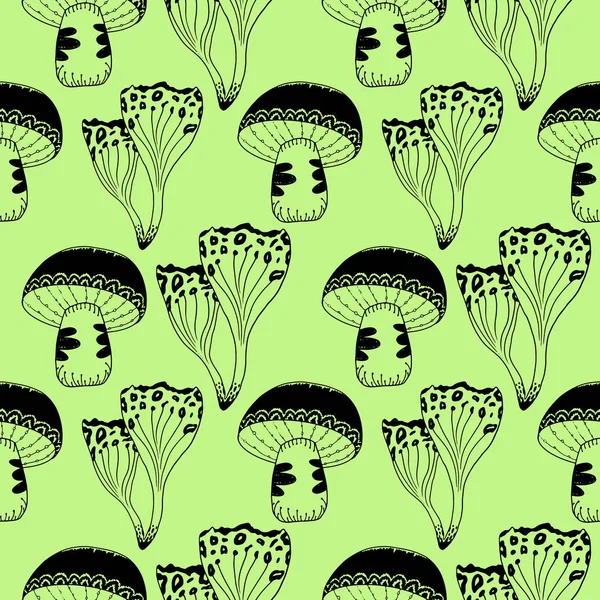 Mystérieux champignon forêt ligne art motif sans couture — Photo