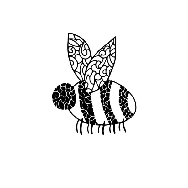 Mystisk spets söt bi. Mystisk skog handritad linje konst — Stockfoto