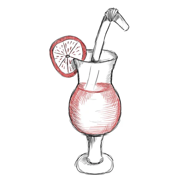 Cocktail d'agrumes rouge doodle de mer d'été — Photo