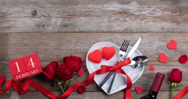 Valentines day dinner table concept clipart