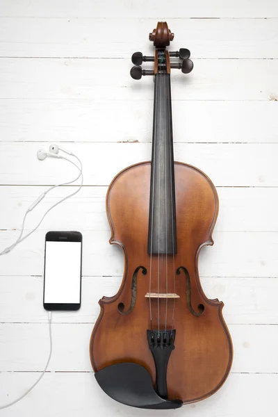 Violino con smart phone — Foto Stock