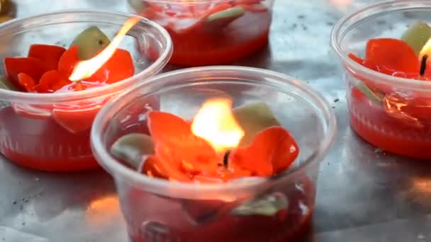 Světlo svíčky květiny — Stock video