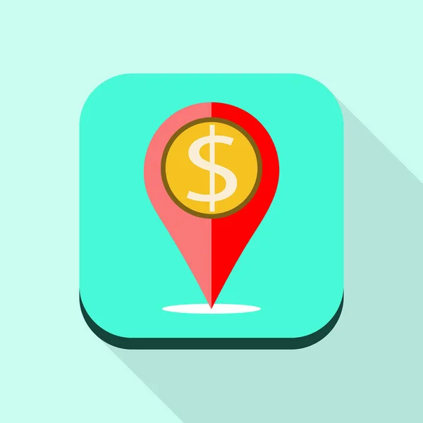 GPS para Doları sembolü yan simgesi için düz tasarım vektör — Stok Vektör
