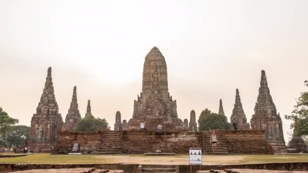 Hızlandırılmış Wat Chaiwatthanaram Ayuthaya, Tayland — Stok video