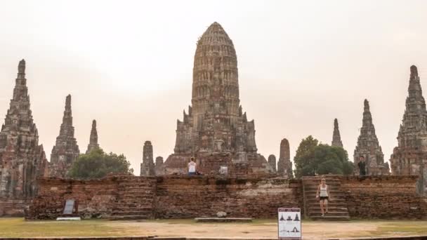 Hızlandırılmış Wat Chaiwatthanaram Ayuthaya, Tayland — Stok video
