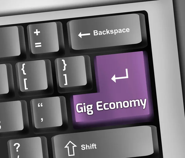 Teclado Ilustração Gig Economia — Fotografia de Stock