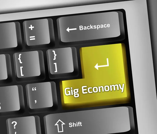 Teclado Ilustração Gig Economia — Fotografia de Stock