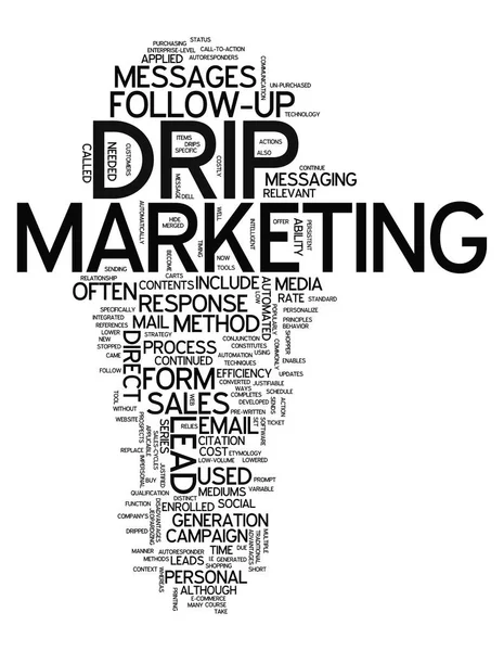 Word Cloud druppelen Marketing — Stockfoto