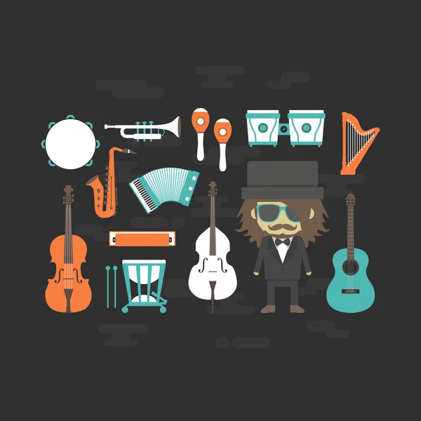 Musicien classique avec instrument de musique — Image vectorielle