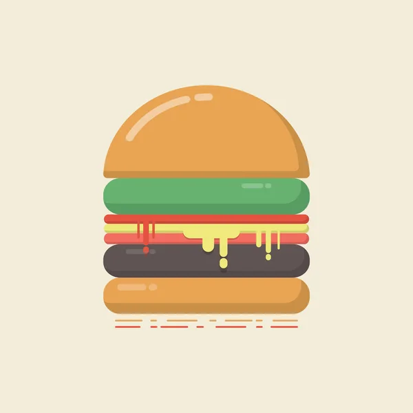 Retro flacher Hamburger — Stockvektor