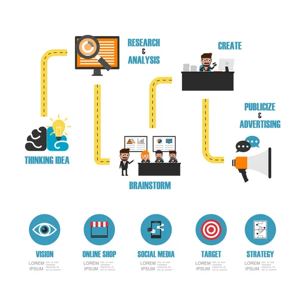 Online Pazarlama Infographic — Stok Vektör