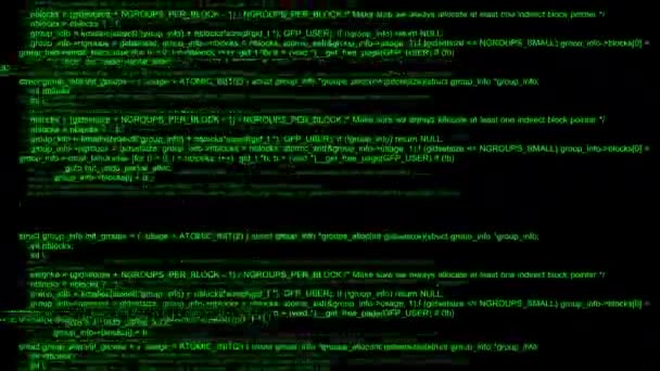 Código Hacker Correndo Para Baixo Com Tela Monitor — Vídeo de Stock