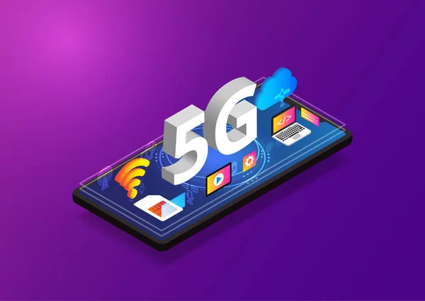 5g technológiai izometrikus — Stock Vector