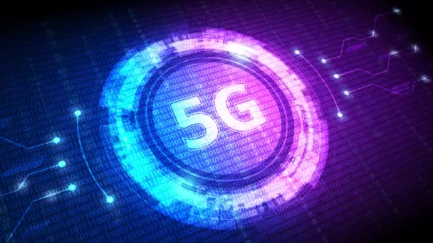 5G技术 带有未来主义Hud接口的符号 — 图库视频影像