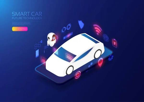 Isometric smart car — ストックベクタ