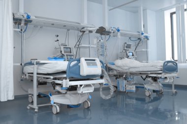 Spacious medical chamber in intensive care clipart