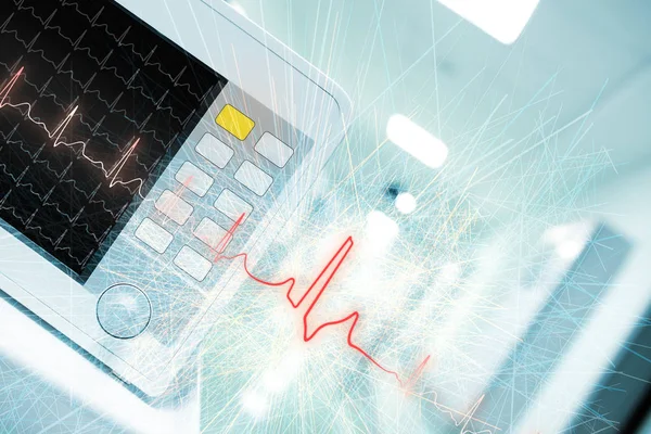 Monitorowanie EKG w szpitalu hall jako podłoże nauki medyczne — Zdjęcie stockowe