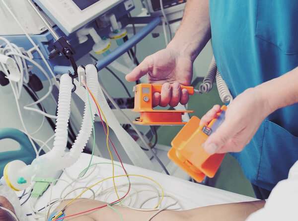 Doctor is ready for cardioversion