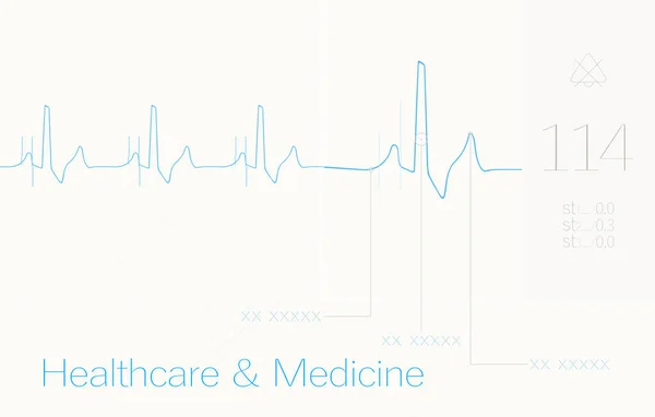 ECG, cardio, cuore, background medico — Vettoriale Stock