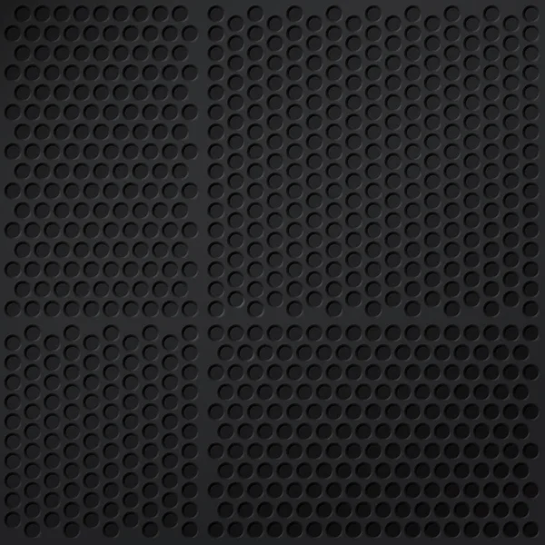 Fond de grille noir mat avec perforations rondes — Image vectorielle