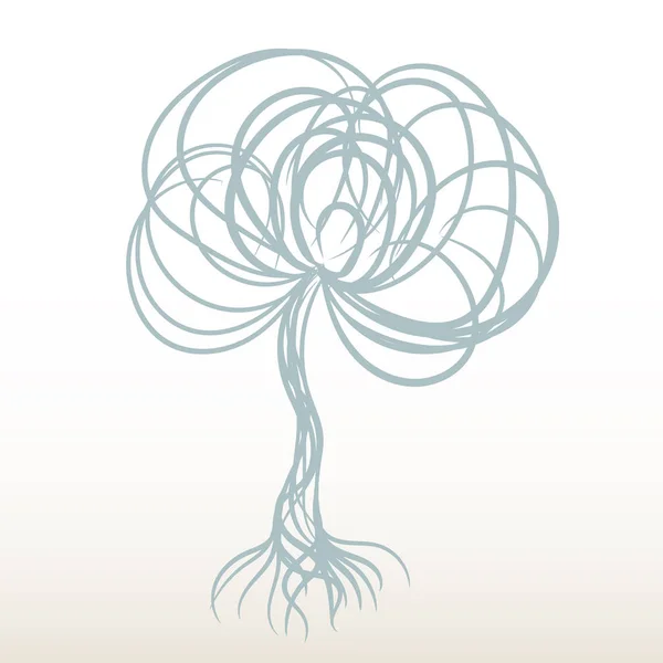Arbre abstrait avec couronne et racines — Image vectorielle