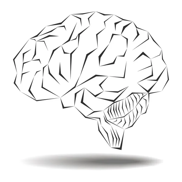 Kantige geometrische Darstellung des menschlichen Gehirns — Stockvektor