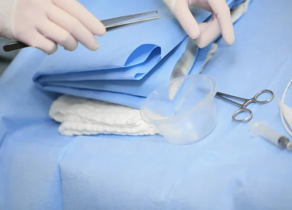 Nurse preparing surgical dressing room — Stock Photo, Image