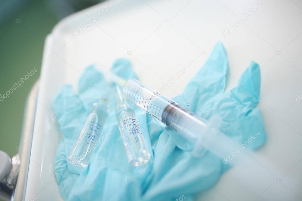 Medical tools in the sterile table ready to use