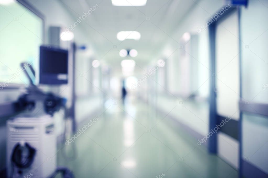 Blurred silhouette of a human passing away through the hospital 