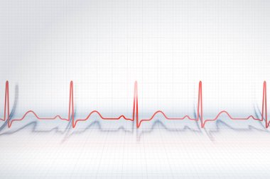 EKG grafiğin çizim kağıt, vecto arka plan üzerinde kırmızı çizgi