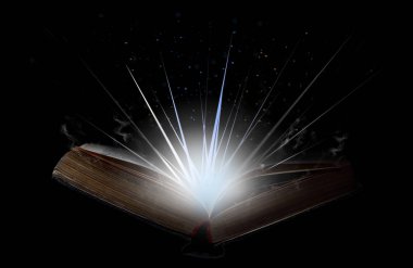 Işık, sihirli duman flash ile kitap açın ve içinde parıltı 