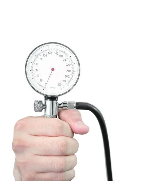 Medidor de pressão arterial na mão masculina — Fotografia de Stock