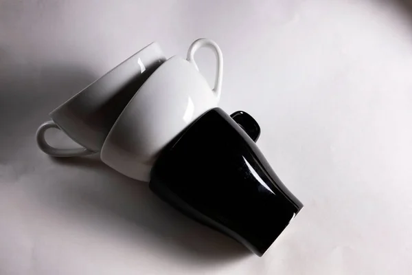 Moderne Modische Flache Lagen Verschiedene Schwarze Und Weiße Tee Und — Stockfoto