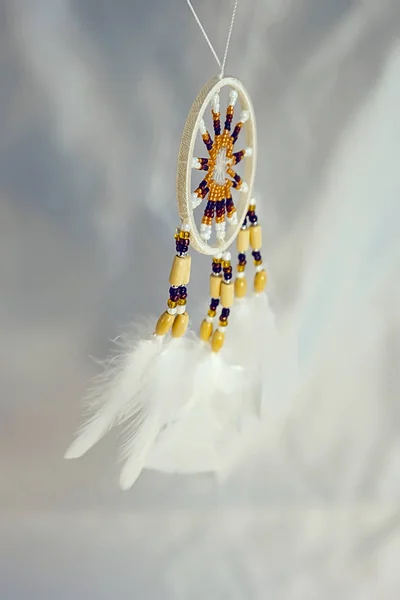 Atrapasueños Voladores Movimiento Sobre Fondo Azul Cielo Nativo Americano Hecho — Foto de Stock