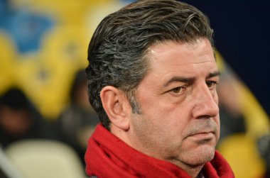 Kiev, Ukrayna - 19 Ekim 2016: Antrenör Rui Vitoria Uefa sırasında 