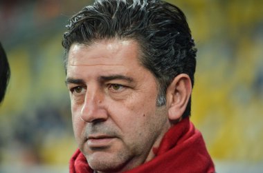 Kiev, Ukrayna - 19 Ekim 2016: Antrenör Rui Vitoria Uefa sırasında 
